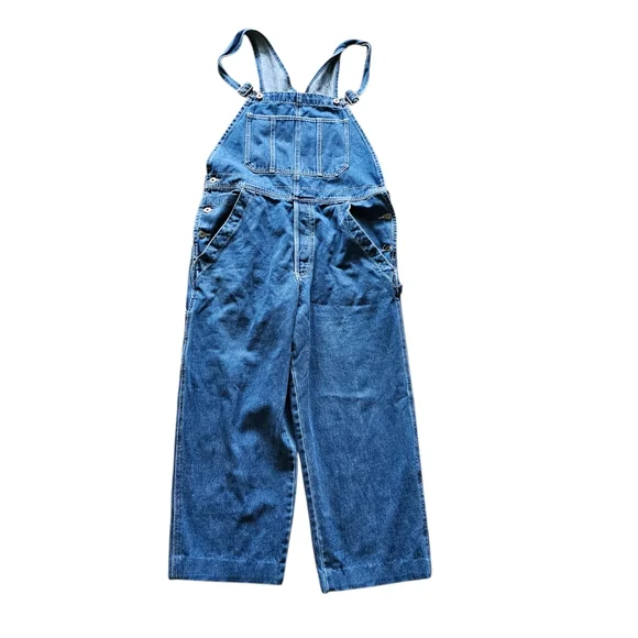 Vintage Y2k Old Navy Cropped Blue Denim Overalls - Picture 3 of 9